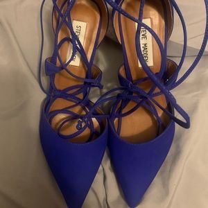 Blue strappy heel